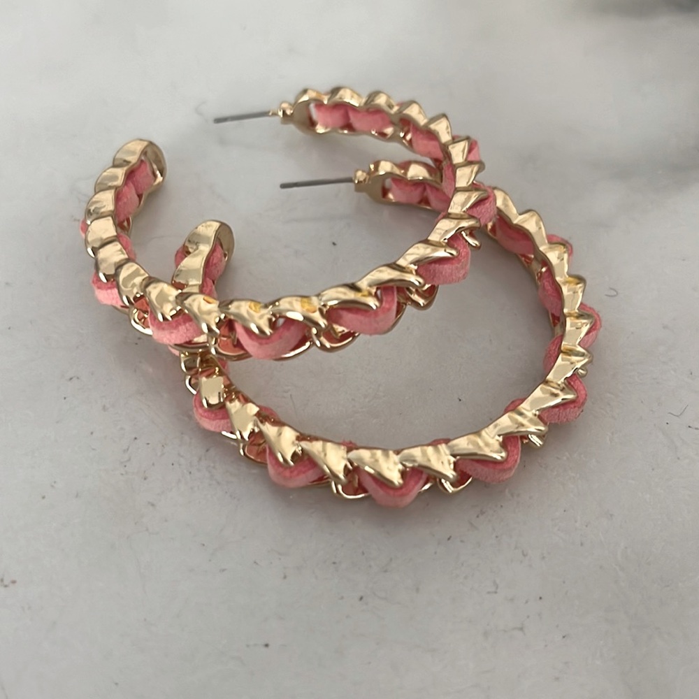 Pink and gold hoops